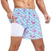 imageAmerican Trends Mens Swim Trunks with Compression Liner Quick Dry Swimsuits Mens Bathing Suit SwimwearFlamingo
