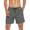 imageAmerican Trends Mens Swim Trunks with Compression Liner Quick Dry Swimsuits Mens Bathing Suit SwimwearGrey