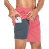 imageAmerican Trends Mens Swim Trunks with Compression Liner Quick Dry Swimsuits Mens Bathing Suit SwimwearPink