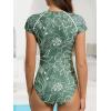 imageAmerican Trends One Piece Swimsuit Womens Short Sleeve Swimsuits 2025 Bathing Suit Mock Neck Zipper Rash Guard SwimsuitGreen Floral