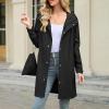 imageAmerican Trends Packable Waterproof Rain Jacket Women with Hood Raincoat Windbreaker Long Hooded Trench Coats S2XL AvailableBlack