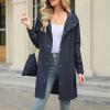 imageAmerican Trends Packable Waterproof Rain Jacket Women with Hood Raincoat Windbreaker Long Hooded Trench Coats S2XL AvailableNavy Blue