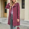 imageAmerican Trends Packable Waterproof Rain Jacket Women with Hood Raincoat Windbreaker Long Hooded Trench Coats S2XL AvailableWine Red