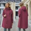 imageAmerican Trends Packable Waterproof Rain Jacket Women with Hood Raincoat Windbreaker Long Hooded Trench Coats S2XL AvailableWine Red