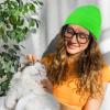 imageAmerican Trends Winter Hats for Men Women Cuffed Beanies Hat Soft Plain Knit Hats Skull CapsFluorescent Green