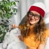 imageAmerican Trends Winter Hats for Men Women Cuffed Beanies Hat Soft Plain Knit Hats Skull CapsW White Red