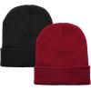 imageAmerican Trends Winter Hats for Men Women Cuffed Beanies Hat Soft Plain Knit Hats Skull CapsX Black  Red