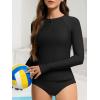 imageAmerican Trends Womens Rash Guard Long Sleeve Swimsuits for Women Two Pieces Mock Neck Zipper Bathing Suit with BottomBlack