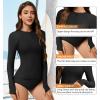 imageAmerican Trends Womens Rash Guard Long Sleeve Swimsuits for Women Two Pieces Mock Neck Zipper Bathing Suit with BottomBlack