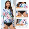 imageAmerican Trends Womens Rash Guard Long Sleeve Swimsuits for Women Two Pieces Mock Neck Zipper Bathing Suit with BottomColorful Floral