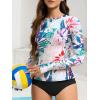 imageAmerican Trends Womens Rash Guard Long Sleeve Swimsuits for Women Two Pieces Mock Neck Zipper Bathing Suit with BottomColorful Floral