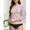 imageAmerican Trends Womens Rash Guard Long Sleeve Swimsuits for Women Two Pieces Mock Neck Zipper Bathing Suit with BottomOrange Floral