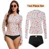 imageAmerican Trends Womens Rash Guard Long Sleeve Swimsuits for Women Two Pieces Mock Neck Zipper Bathing Suit with BottomOrange Floral