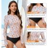 imageAmerican Trends Womens Rash Guard Long Sleeve Swimsuits for Women Two Pieces Mock Neck Zipper Bathing Suit with BottomOrange Floral