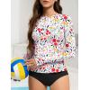 imageAmerican Trends Womens Rash Guard Long Sleeve Swimsuits for Women Two Pieces Mock Neck Zipper Bathing Suit with BottomPink Floral