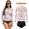 imageAmerican Trends Womens Rash Guard Long Sleeve Swimsuits for Women Two Pieces Mock Neck Zipper Bathing Suit with BottomPink Floral