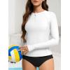 imageAmerican Trends Womens Rash Guard Long Sleeve Swimsuits for Women Two Pieces Mock Neck Zipper Bathing Suit with BottomWhite
