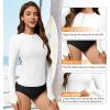 imageAmerican Trends Womens Rash Guard Long Sleeve Swimsuits for Women Two Pieces Mock Neck Zipper Bathing Suit with BottomWhite