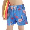 imageBoys Swim Trunks with Boxer Brief Liner Swim Shorts Compression Liner Youth Anti TrunksBlue Flamingo
