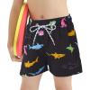 imageBoys Swim Trunks with Boxer Brief Liner Swim Shorts Compression Liner Youth Anti TrunksColorful Shark