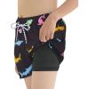 imageBoys Swim Trunks with Boxer Brief Liner Swim Shorts Compression Liner Youth Anti TrunksColorful Shark