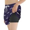 imageBoys Swim Trunks with Boxer Brief Liner Swim Shorts Compression Liner Youth Anti TrunksNavy Fishbone