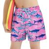 imageBoys Swim Trunks with Boxer Brief Liner Swim Shorts Compression Liner Youth Anti TrunksPink Blue Shark