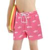 imageBoys Swim Trunks with Boxer Brief Liner Swim Shorts Compression Liner Youth Anti TrunksPink Fishbone