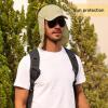 imageMens Sun Hats with UV Protection Fishing Hiking Hat for Men with Neck Flap Summer Baseball Cap OutdoorKhaki