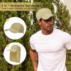 imageMens Sun Hats with UV Protection Fishing Hiking Hat for Men with Neck Flap Summer Baseball Cap OutdoorKhaki