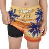 imageAmerican Trends Boys Swim Trunks with Compression Liner Swim Shorts Quick Dry Swimsuit Swimwear Bathing Suit Kids Youth ShortSunsetcoconut Palms