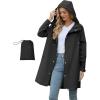 imageAmerican Trends Packable Waterproof Rain Jacket Women with Hood Raincoat Windbreaker Long Hooded Trench Coats S2XL AvailableBlack