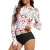 imageAmerican Trends Womens Rash Guard Long Sleeve Swimsuits for Women Two Pieces Mock Neck Zipper Bathing Suit with BottomPink Floral