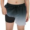 imageBoys Swim Trunks with Boxer Brief Liner Swim Shorts Compression Liner Youth Anti TrunksBlack Grey