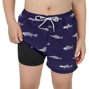 imageAmerican Trends Boys Swim Trunks with Compression Liner Swim Shorts Quick Dry Swimsuit Swimwear Bathing Suit Kids Youth ShortNavy Fishbone
