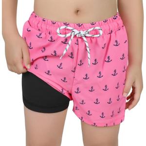 imageAmerican Trends Boys Swim Trunks with Compression Liner Swim Shorts Quick Dry Swimsuit Swimwear Bathing Suit Kids Youth ShortPink Anchor