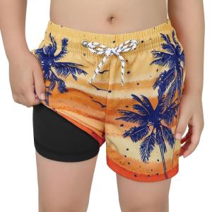 imageAmerican Trends Boys Swim Trunks with Compression Liner Swim Shorts Quick Dry Swimsuit Swimwear Bathing Suit Kids Youth ShortSunsetcoconut Palms