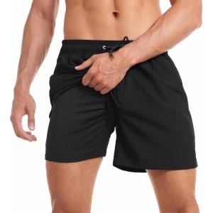 imageAmerican Trends Mens Swim Trunks with Compression Liner Quick Dry Swimsuits Mens Bathing Suit SwimwearA Black