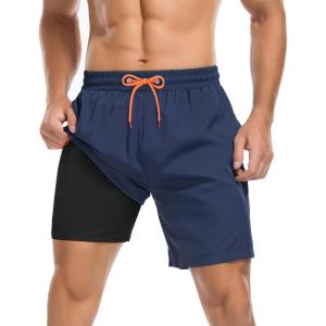 imageAmerican Trends Mens Swim Trunks with Compression Liner Quick Dry Swimsuits Mens Bathing Suit SwimwearNavy Blue