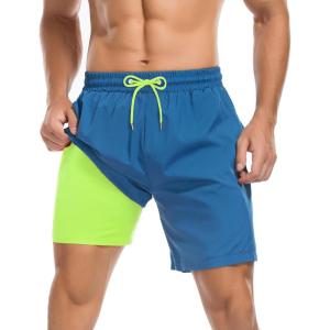 imageAmerican Trends Mens Swim Trunks with Compression Liner Quick Dry Swimsuits Mens Bathing Suit SwimwearSky Blue