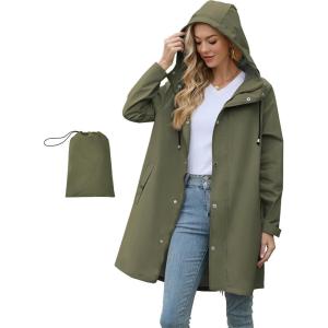imageAmerican Trends Packable Waterproof Rain Jacket Women with Hood Raincoat Windbreaker Long Hooded Trench Coats S2XL AvailableAmy Green