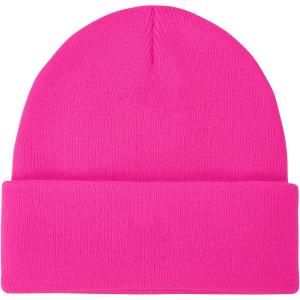 imageAmerican Trends Winter Hats for Men Women Cuffed Beanies Hat Soft Plain Knit Hats Skull CapsHot Pink