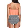 imageAmerican Trends High Waisted Bikini Sets Ruffled Flounce 2 Piece Bathing Suit Plus Size Tankini Swimsuits for Women SexyLight Orange Stripes