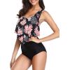 imageAmerican Trends High Waisted Bikini Sets Ruffled Flounce 2 Piece Bathing Suit Plus Size Tankini Swimsuits for Women SexyPink Floral