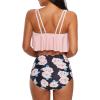 imageAmerican Trends High Waisted Bikini Sets Ruffled Flounce 2 Piece Bathing Suit Plus Size Tankini Swimsuits for Women SexyPink Rose
