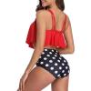imageAmerican Trends High Waisted Bikini Sets Ruffled Flounce 2 Piece Bathing Suit Plus Size Tankini Swimsuits for Women SexyRed Dots
