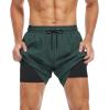 imageAmerican Trends Mens Swim Trunks with Compression Liner Quick Dry Beach Shorts for Men with Pockets Beach Wear ClothingBlackish Green