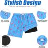 imageAmerican Trends Mens Swim Trunks with Compression Liner Quick Dry Beach Shorts for Men with Pockets Beach Wear ClothingFlamingo