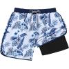 imageAmerican Trends Mens Swim Trunks with Compression Liner Quick Dry Beach Shorts for Men with Pockets Beach Wear ClothingLeaves Blue
