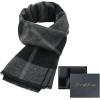 imageAmerican Trends Mens Winter Warm Long Soft Scarf Plaid Tassel Scarf for Men Soft Classic ScarvesBlack Grey Square  Gift Box